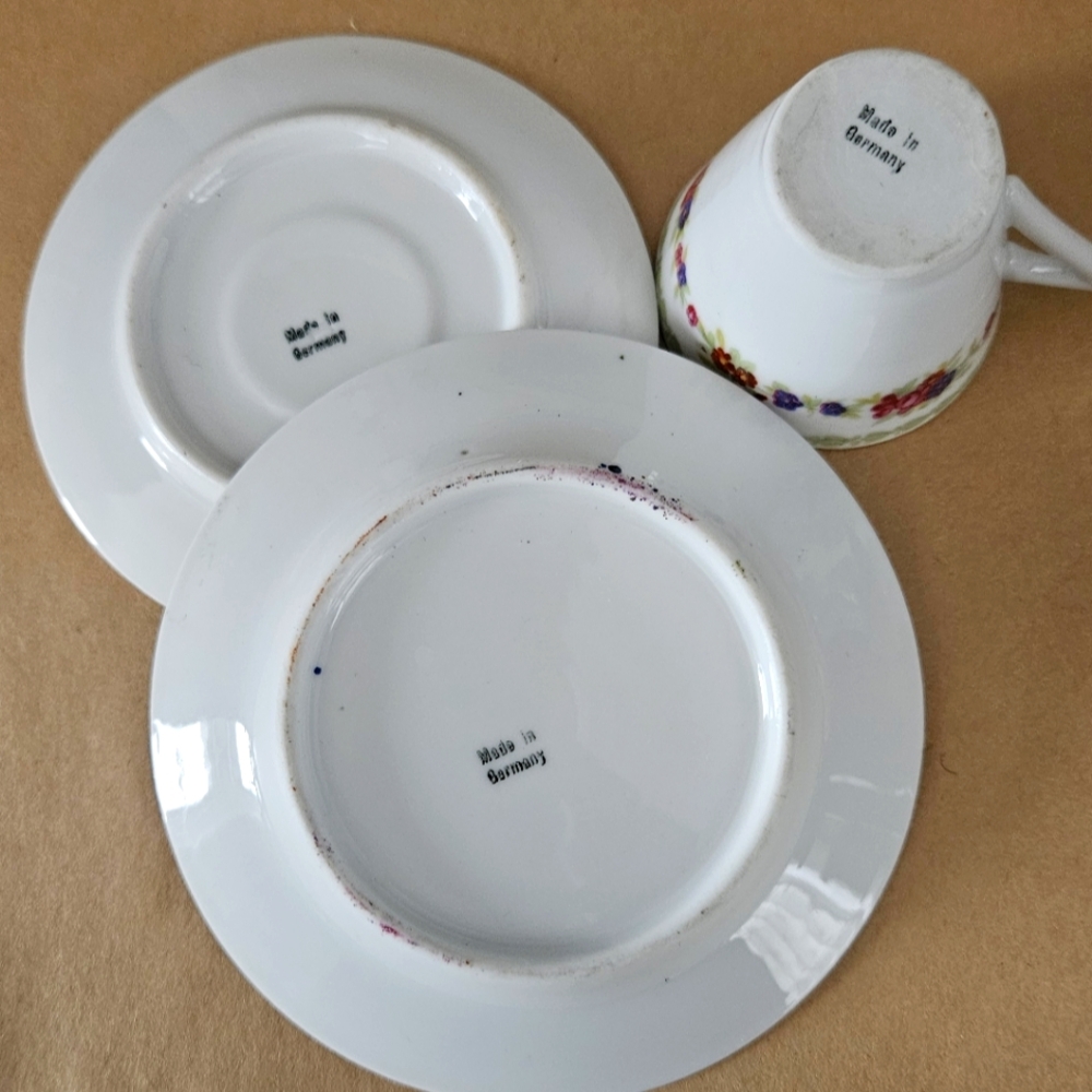 EUC Antique Childs Tea Party Cup Saucer, & Bread Plate Porcelain PreWar Germany. - Picture 3 of 6